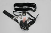Dungeon Ware Leather Chastity Harness With Anal Plug